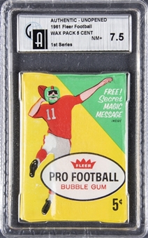 1961 Fleer Football Wax Pack - GAI NM+ 7.5